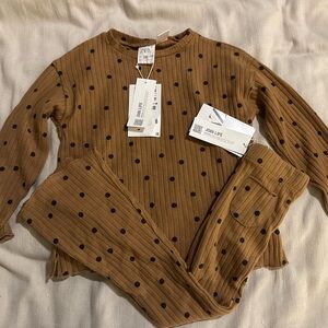 Zara Brown Polka Dot Outfit NWT